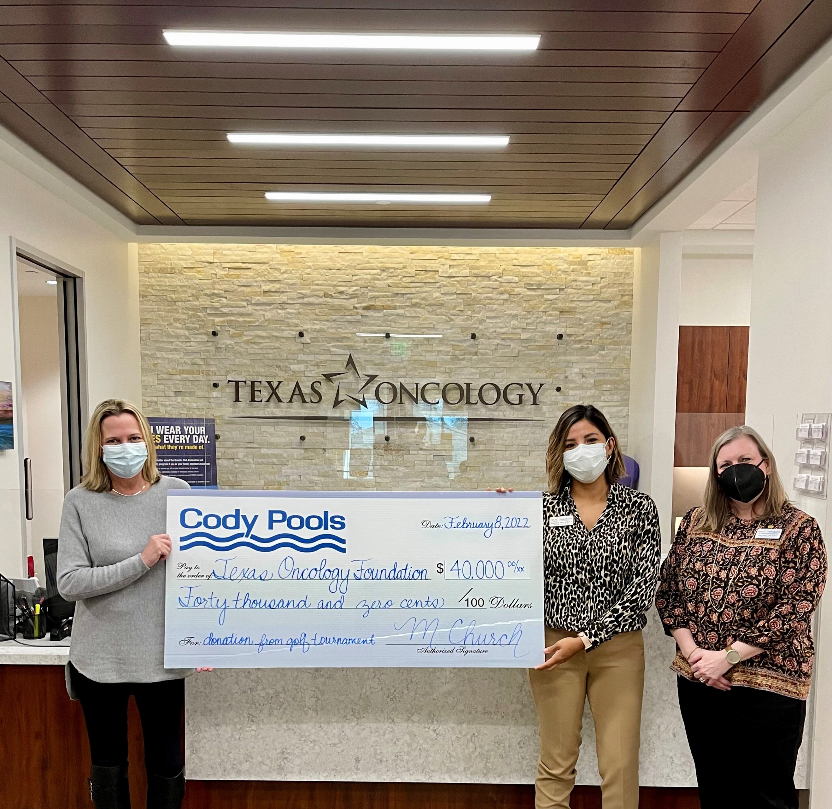 Cody Pools Donates to Texas Oncology