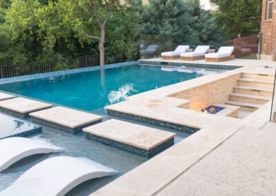 Geometric Pool with sunken fire pit area