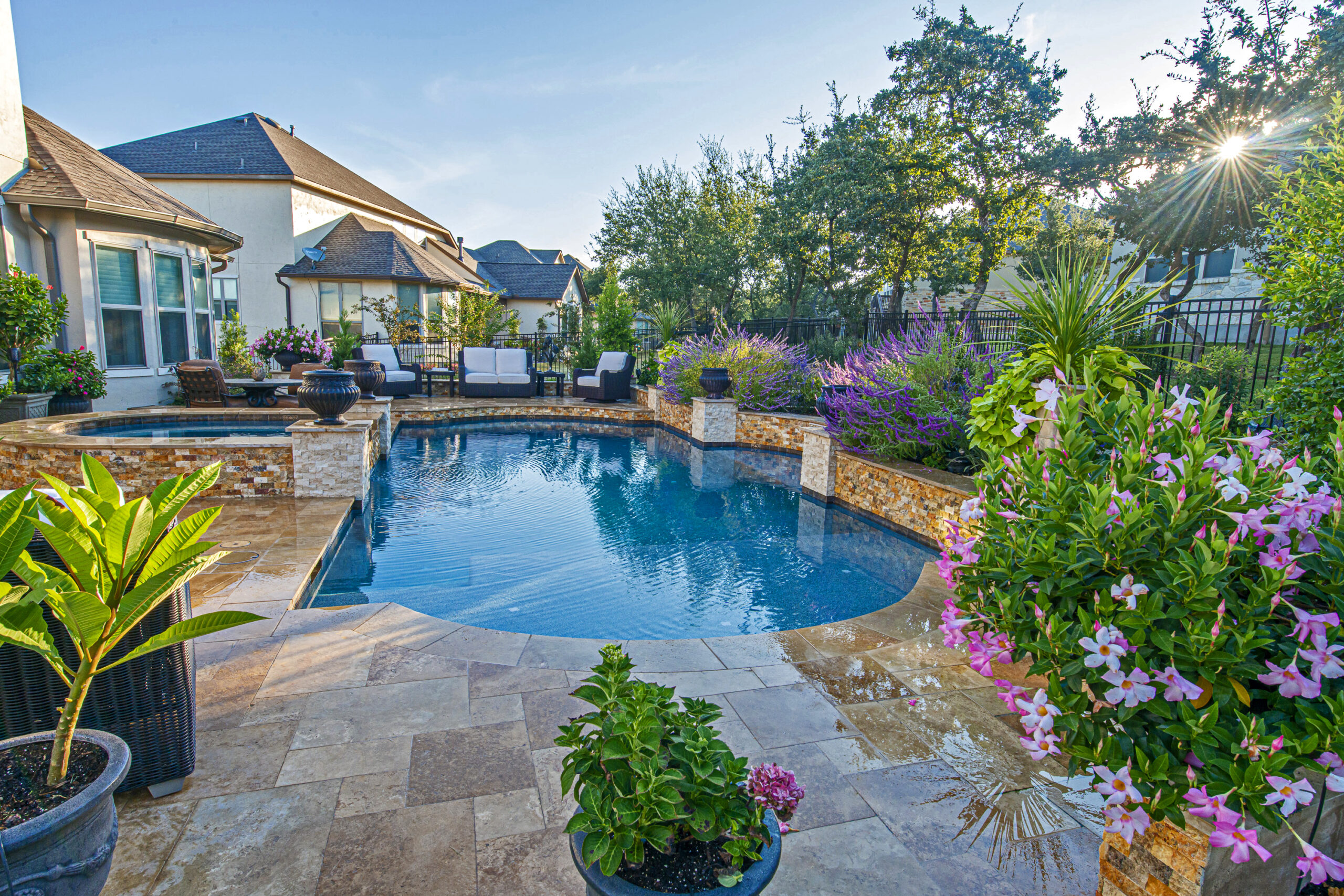 Gorgeous geometric pool design built Austin pool builder, Cody Pools