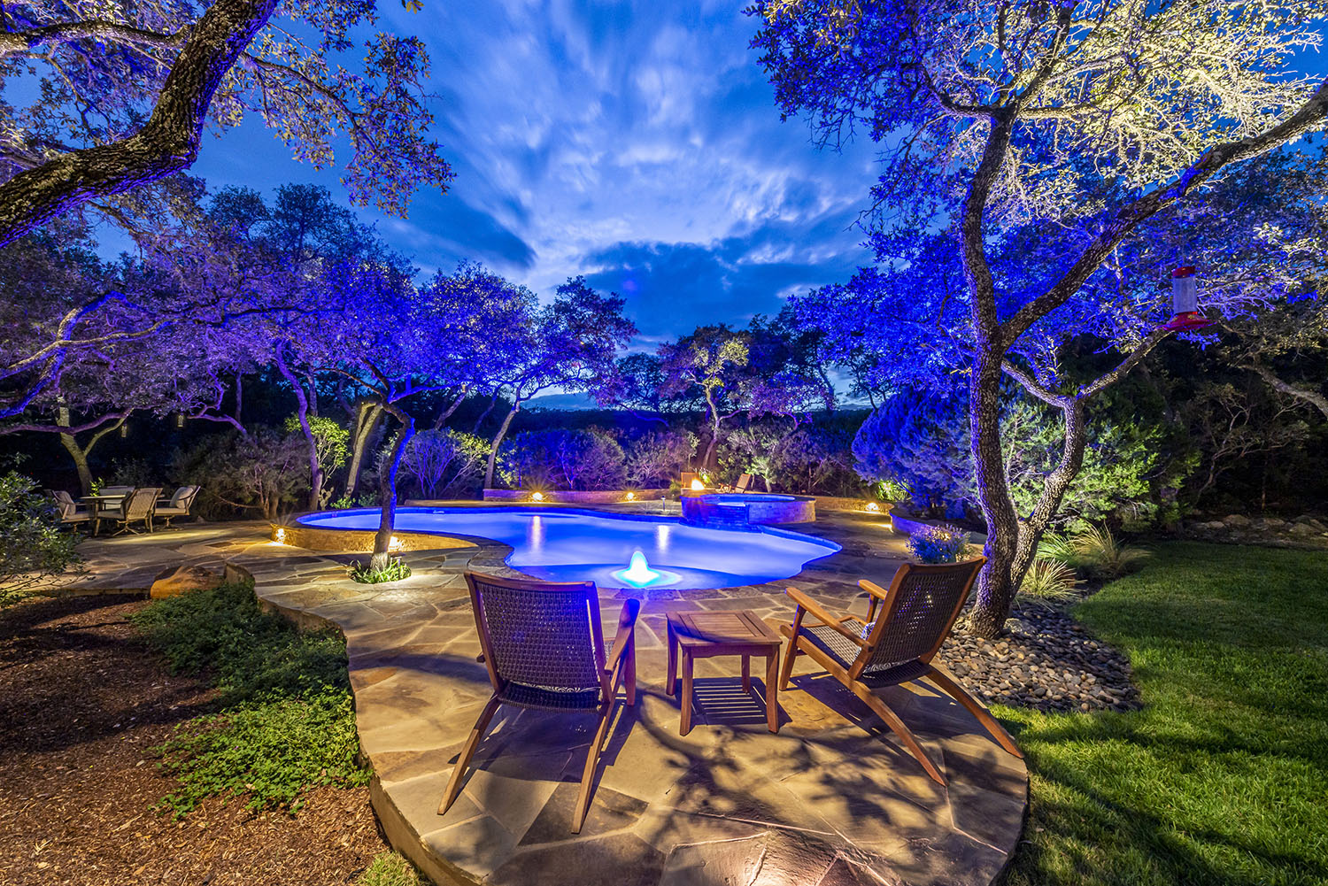 Freeform Pool with Firepit